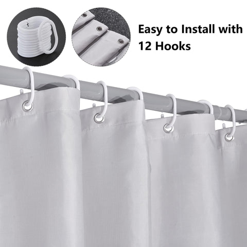 KAIMEIYU Shower Curtain Polyester Bath Curtains Heavy Duty with 12 Hooks Bathroom Curtain Washable Waterproof for Bathtub and Bathroom 180X180CM Grey