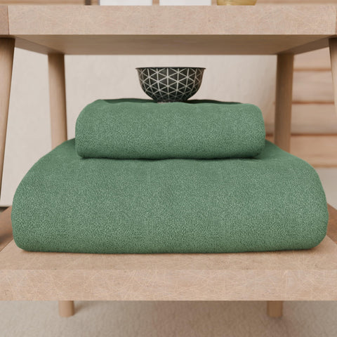 PETTI Artigiani Italiani - 100% Cotton Terry Bath Towels, 2+2 Towel Set, 4 Pieces 2 Face Towels and 2 Hand Towels, Sage Green Towels