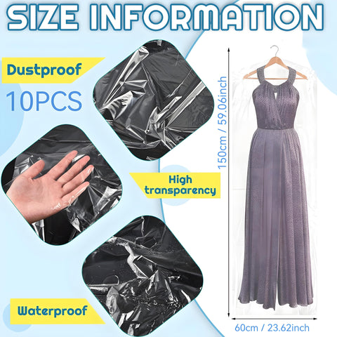 Plastic Clothes Covers, Clear Clothes Bags Hanging,Dress Bag,Garment Bags,Dust-proof Garment Protector Covers for Clothes Shirt Suit Jacket Suit