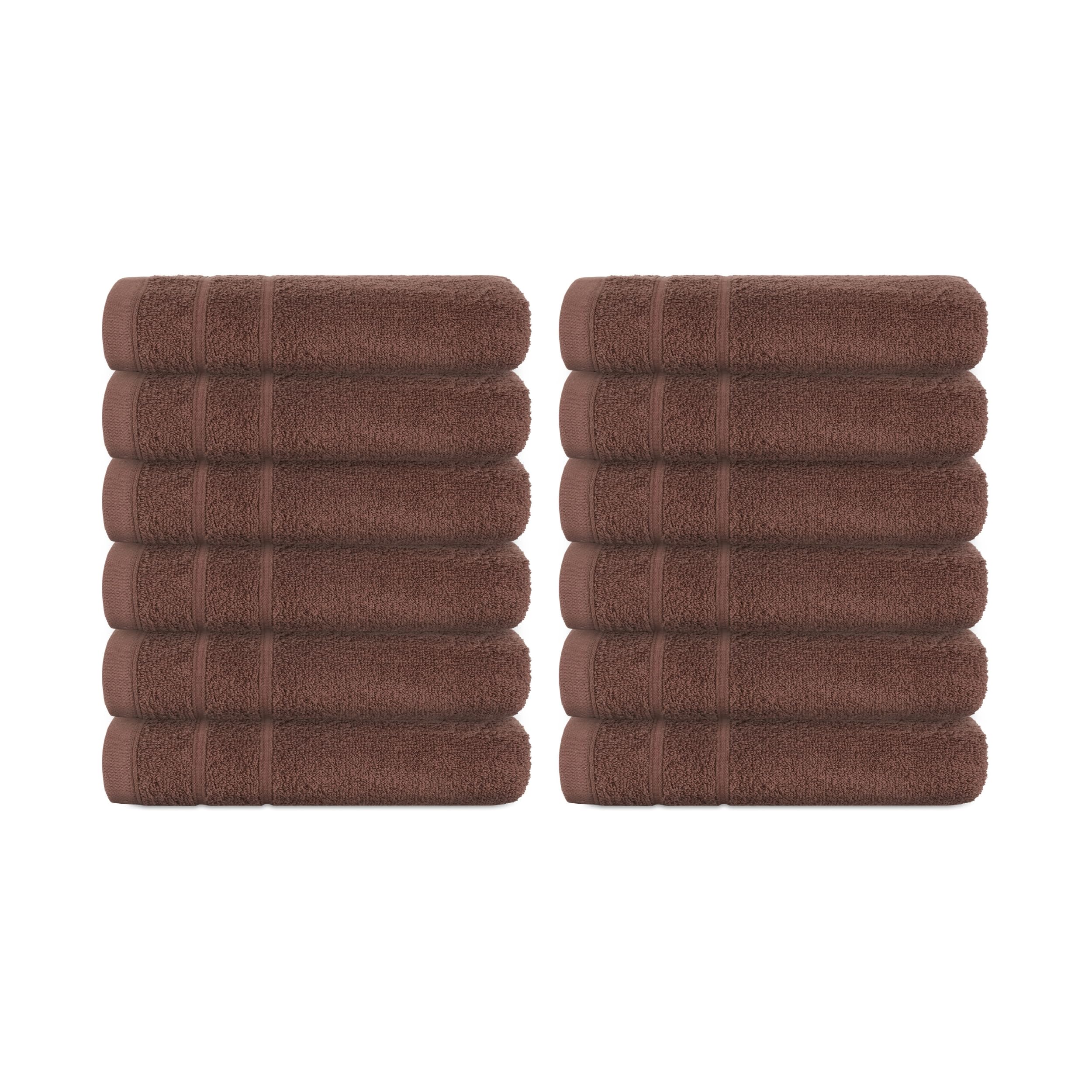 Perefly Bath Towels (30 X 50 CM) - Face & Hand Towels for Gym - Soft & Absorbent - Fast Drying Bathroom Face Cloths (Brown, 12 Pack)