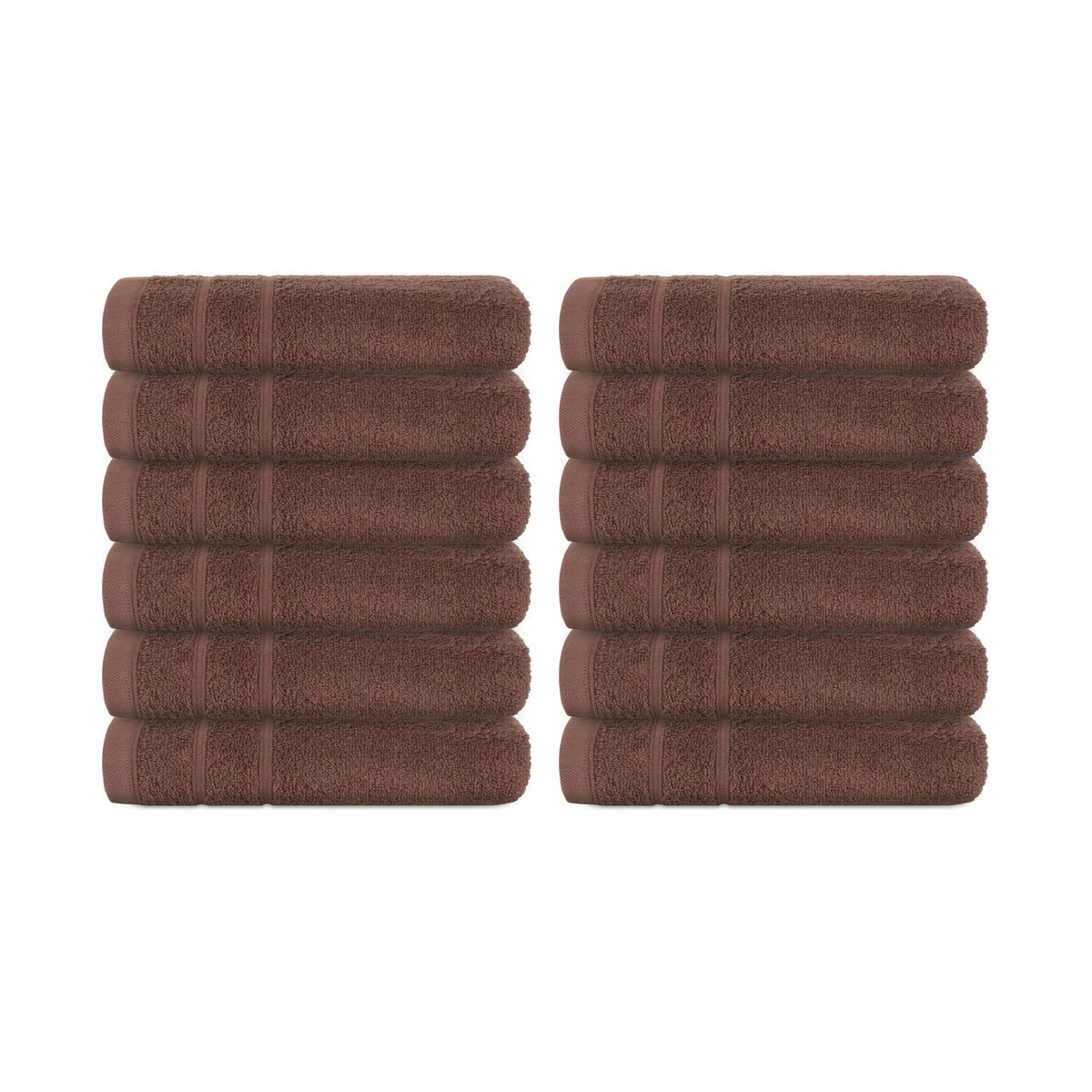 Perefly Bath Towels (30 X 50 CM) - Face & Hand Towels for Gym - Soft & Absorbent - Fast Drying Bathroom Face Cloths (Brown, 12 Pack)