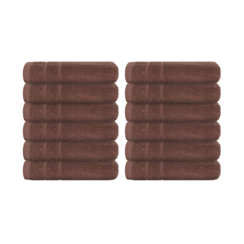 Perefly Bath Towels (30 X 50 CM) - Face & Hand Towels for Gym - Soft & Absorbent - Fast Drying Bathroom Face Cloths (Brown, 12 Pack)