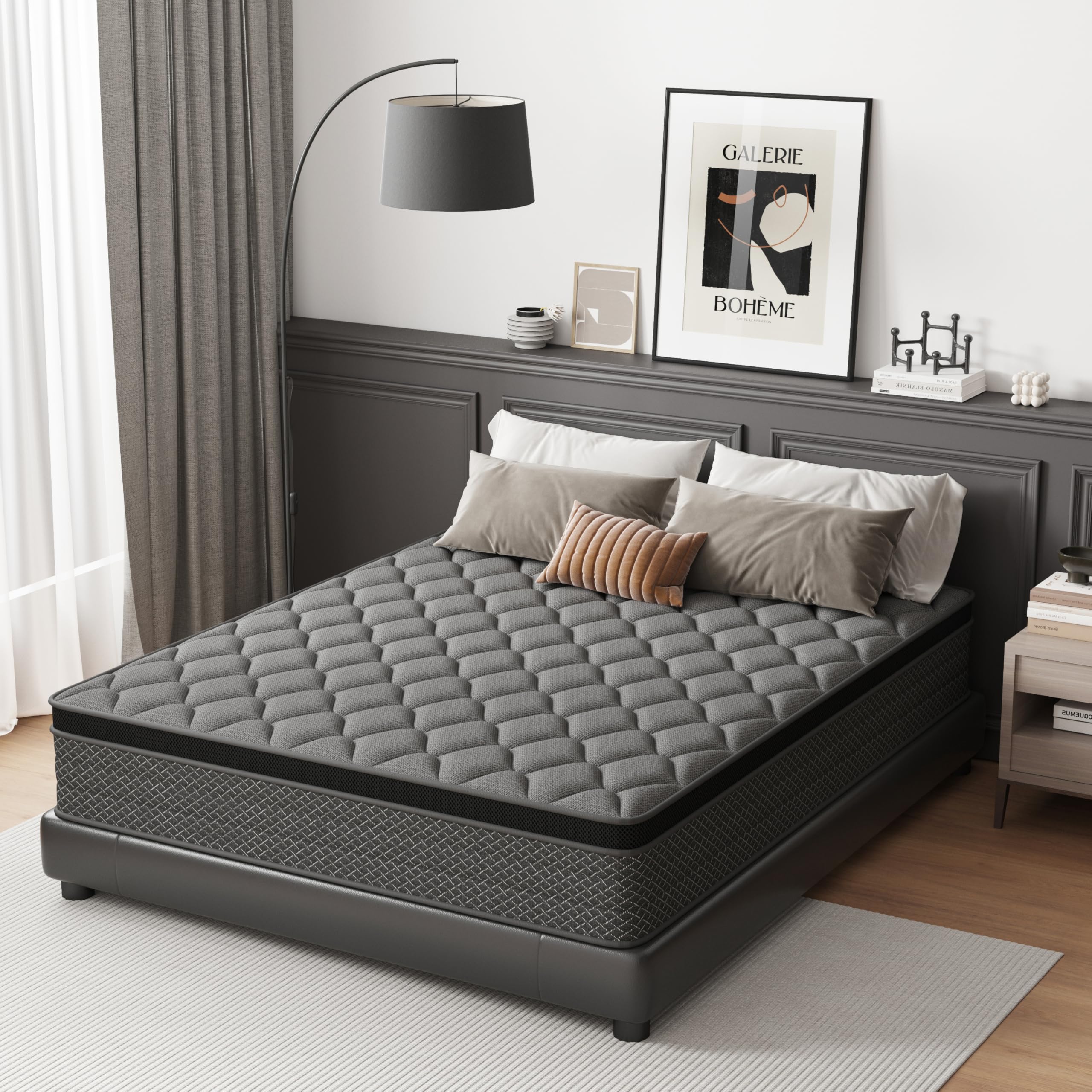 DAJIYUHC Double Mattress 4FT6,10 In Hybrid Mattress, Medium firm(135*190cm)