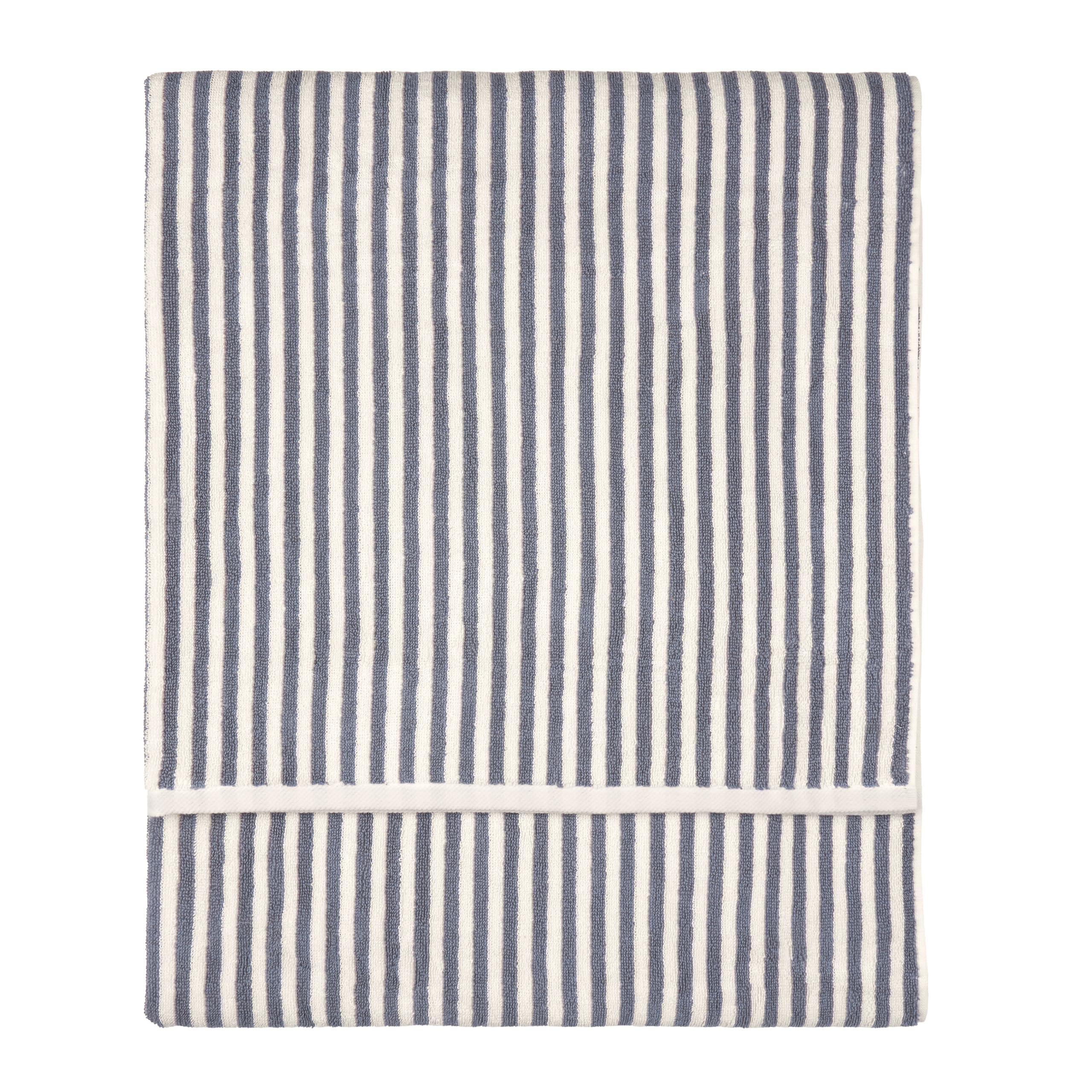 Yard Hebden Striped Cotton Terry Bath Sheet (Mineral Blue, 100 x 150 cm)