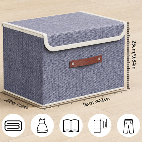 gaobaidu 4 Pack Foldable Fabric Storage Boxes with Lids and Handles, Collapsible Wardrobe Organizer & Closet Basket for Clothes, Toys, Books, Photos
