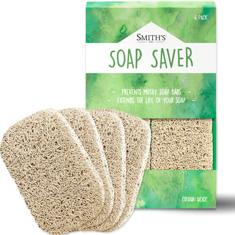 Soap Saver by Smith’s® | Extend Your Soap’s Life | 14 cm (L) x 8 cm (W) x 1.2 cm (H) | Biege / 4 Pack | 50% Thicker | Enhanced Design