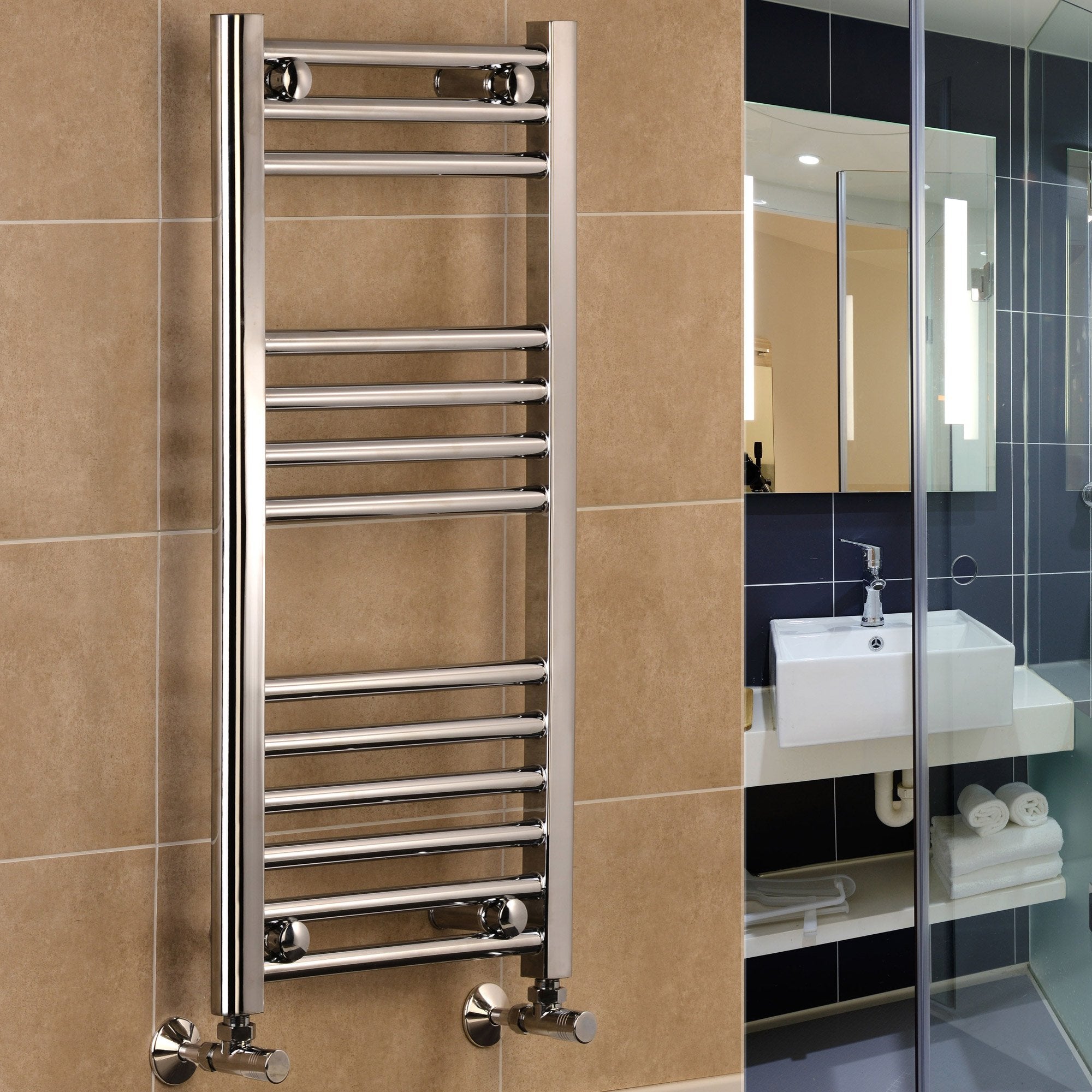 Greened House Chrome Heated Towel Rail 300mm W x 800mm H