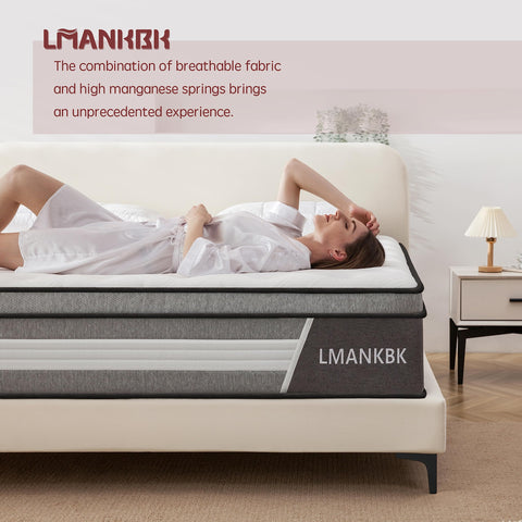 LMANKBK Double Mattress 4FT6 Hybrid 135x190x25cm,Height 25CM Memory Foam & Pocket Springs, 7 Zone Orthopedic, Medium Firm, Motion Isolation