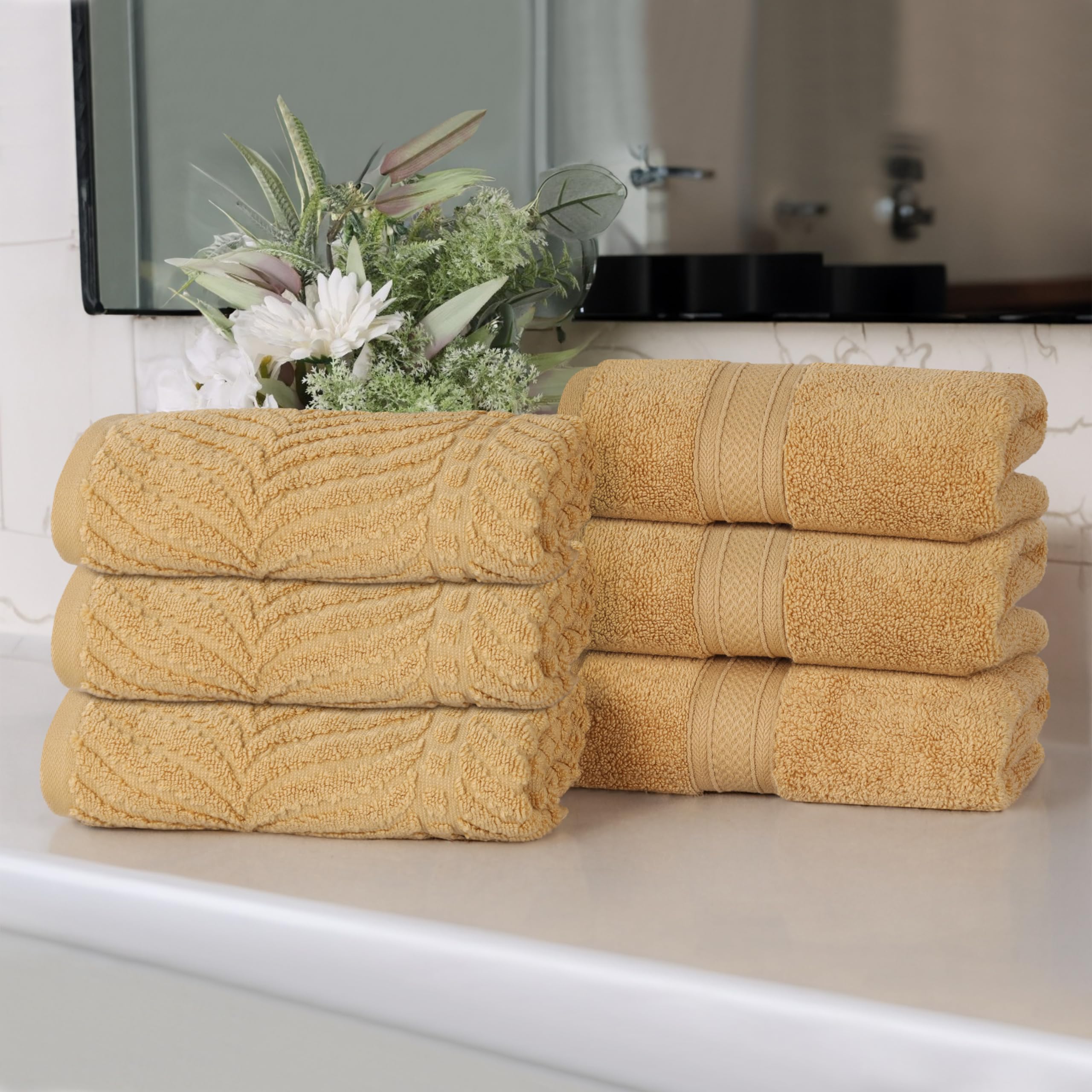 Superior Cotton Chevron Hand Towel Set, Zero Twist, Quick Dry, Small Towels, Absorbent Bathroom Basics, Home Essentials, Spa, Salon, Hotel, Kitchen