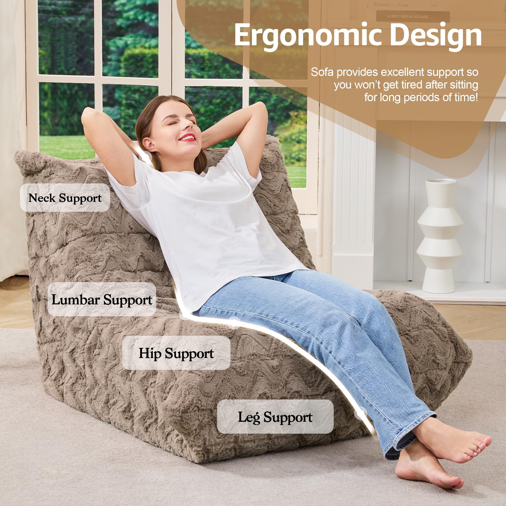Hobestluk Big Bean Bag Chairs for Adults Fireside BeanBag Couch Togo Sofa