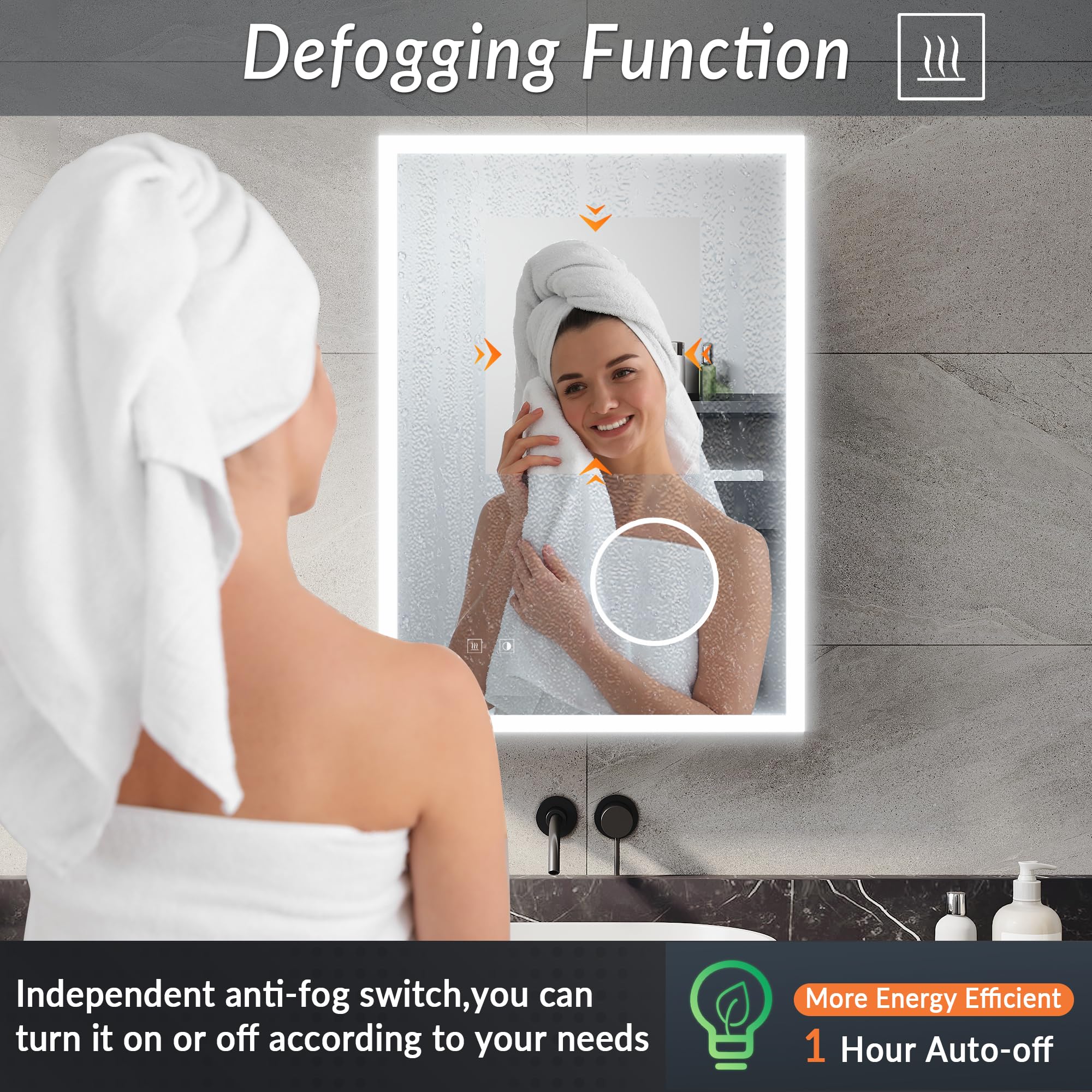 ELEGANT Bathroom Mirror Cabinet with Lights & Shaver Socket, 500 x 700 mm