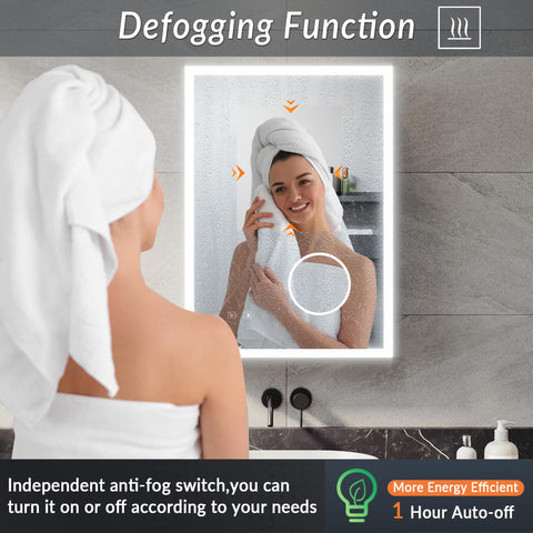ELEGANT Bathroom Mirror Cabinet with Lights & Shaver Socket, 500 x 700 mm
