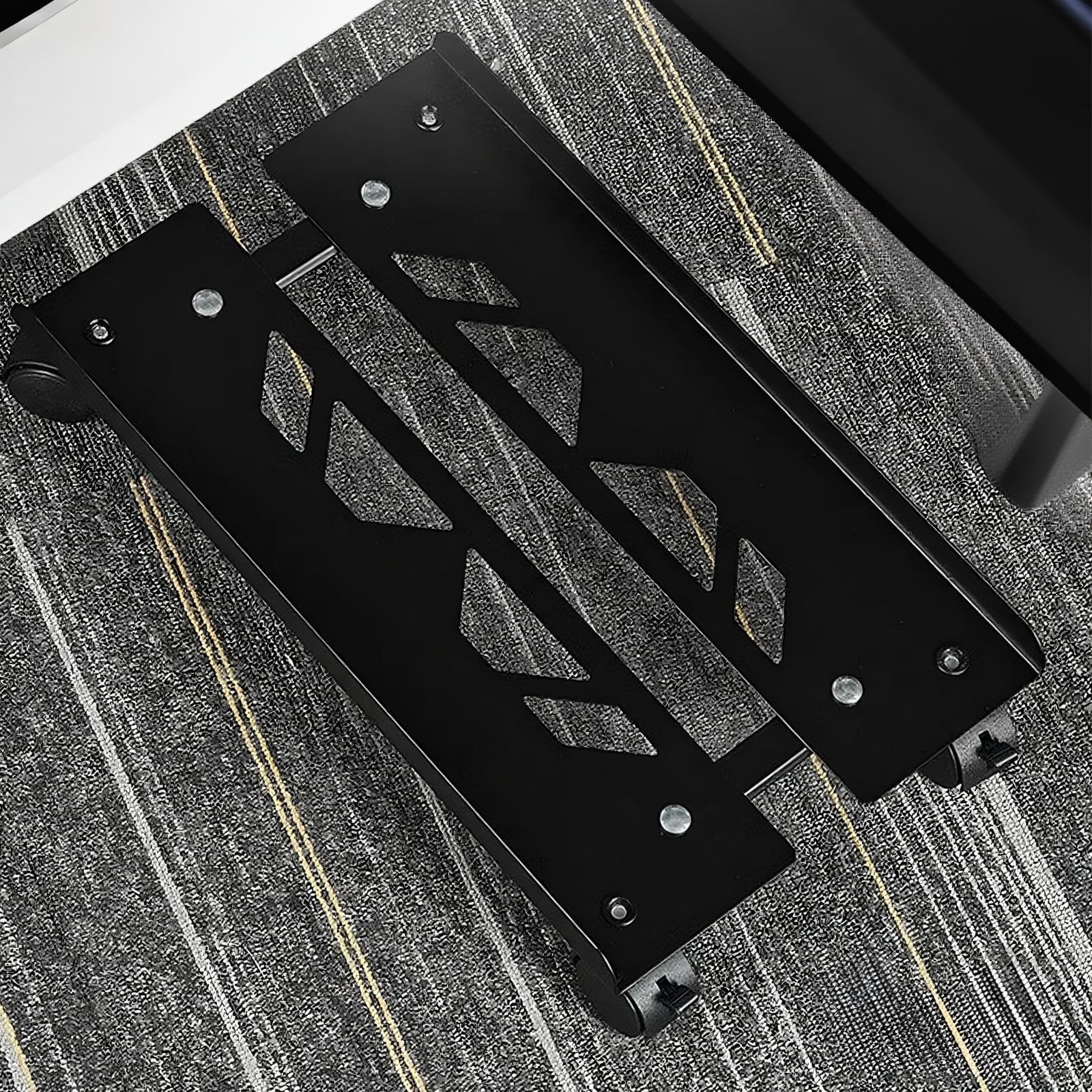 Yumzxin Heavy-Duty Steel Computer Tower Stand with Lockable Wheels- Adjustable Width 20-26cm, Universal PC Case Holder for Gaming/Office Desktops