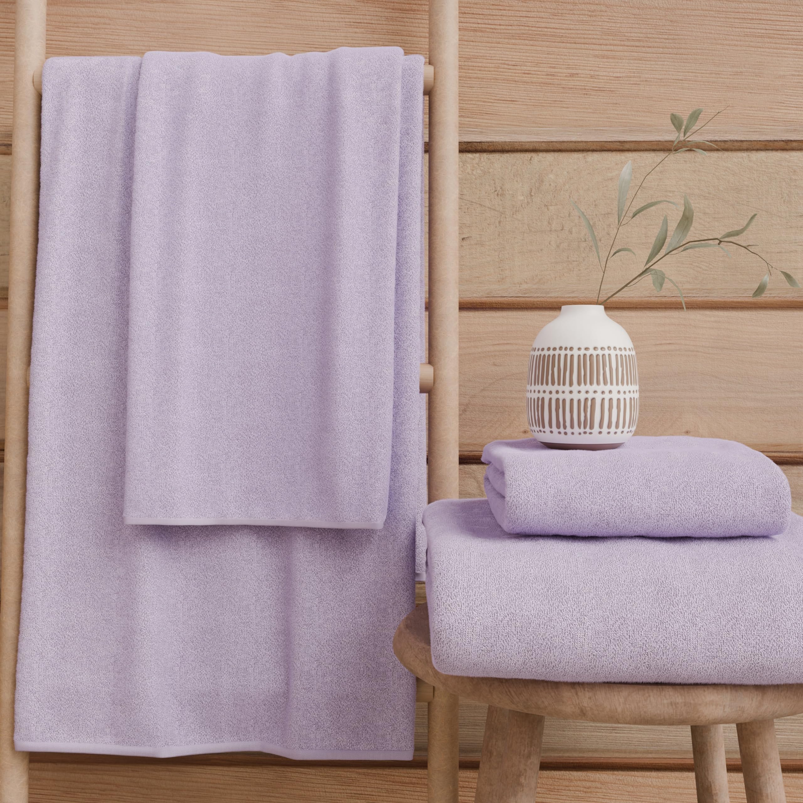 PETTI Artigiani Italiani - 100% Cotton Terry Bath Towels, 1+1 Towel Set, 2 Pieces 1 Face Towel and 1 Hand Towel, Lilac Towels