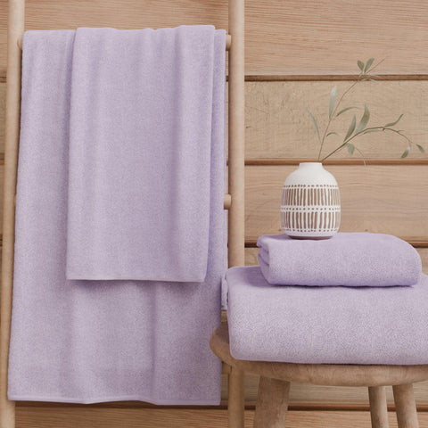 PETTI Artigiani Italiani - 100% Cotton Terry Bath Towels, 1+1 Towel Set, 2 Pieces 1 Face Towel and 1 Hand Towel, Lilac Towels