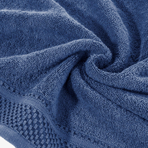 Eurofirany Carlo Bath Towel Set Hand Towel Sauna Towel Pattern - Absorbent, 100% Cotton 580g/m, Pack of 3 and 6, Navy Blue, 50 x 90 cm, 6