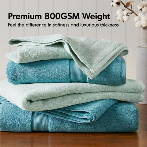 Madison Park 800GSM 100% Cotton Luxury Turkish Bath Towel Set, 8-Piece Include 2 Bath, 2 Hand & 4 Wash Towels, Aqua