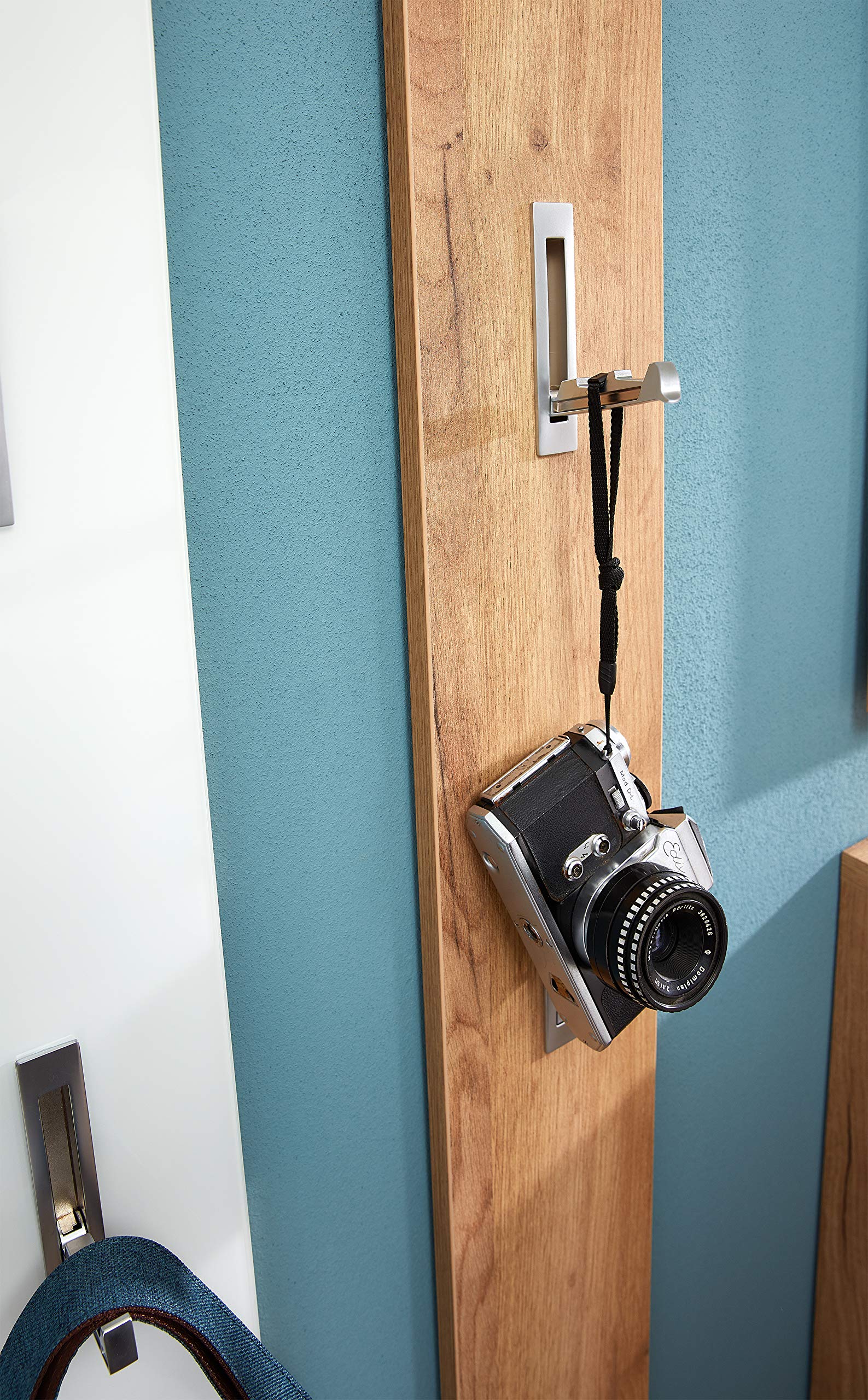 Germania Coat Rack Panel 3348, with fold-out coat hooks, in Navarra-oak repro, 15 x 170 x 4 cm (WxHxD) 3348-243