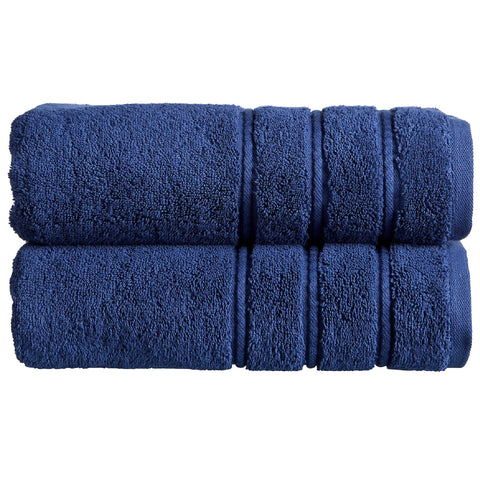 Christy Antalya Large Bath Towels | Set of 2 | 100% Turkish Cotton | 600GSM | Soft Plush Luxury Towel Set | 70cm x 125cm | Quick Dry | Denim Blue