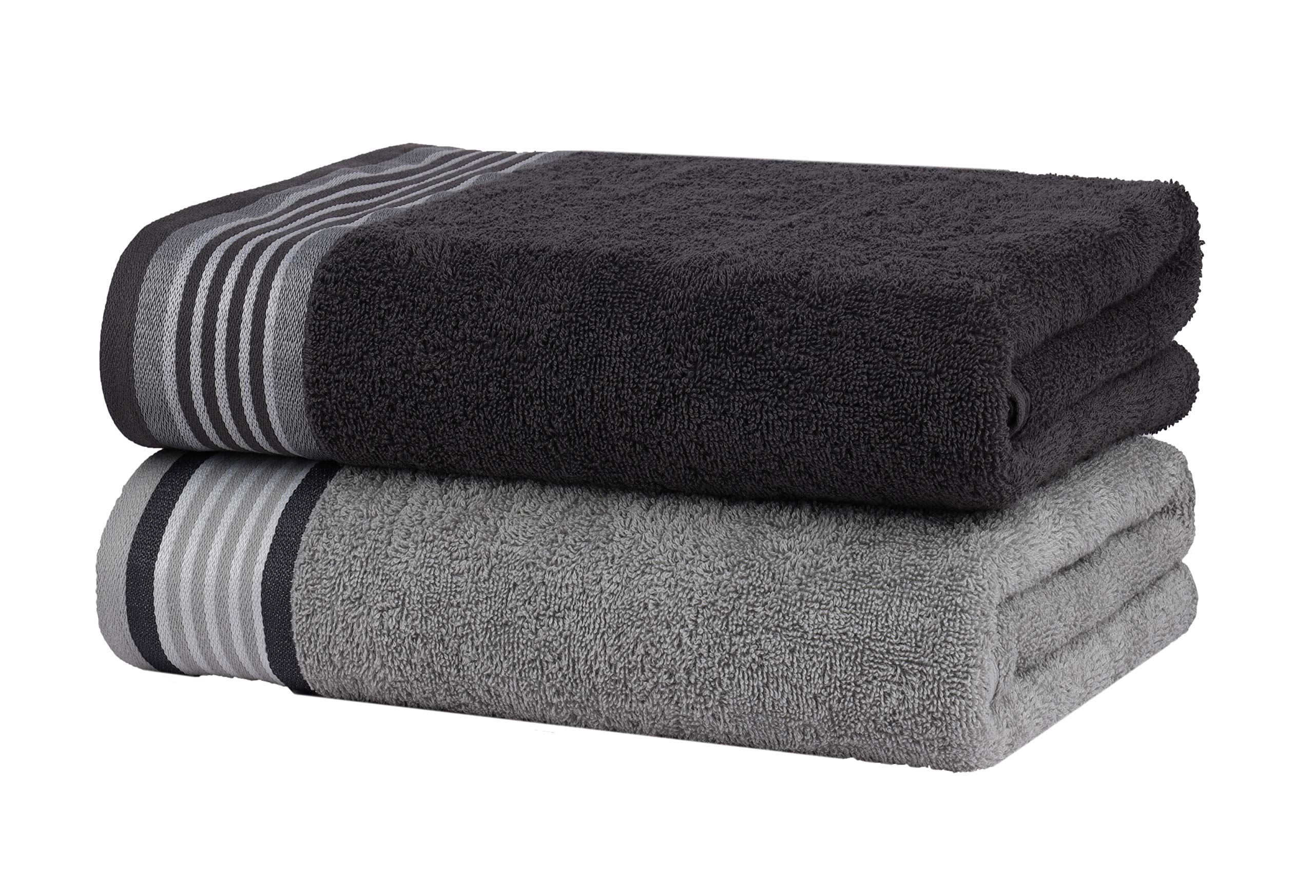 CASA COPENHAGEN He & She 2-piece large bath towel set, 90x180 cm, Pine Grey–Grey Violet, 550 g/m², designed in Denmark
