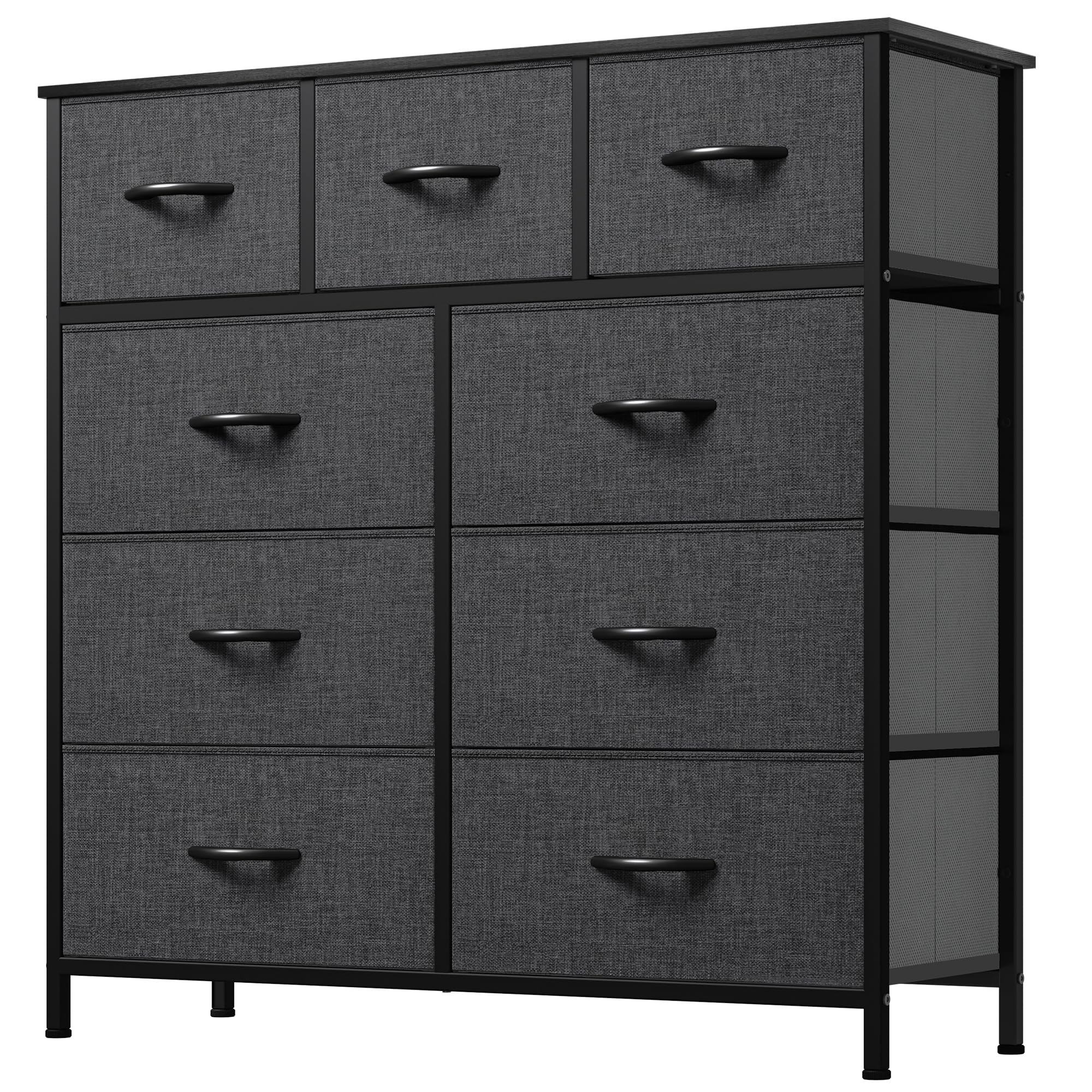YITAHOME Wide Chest of Drawers with 9 Drawers, Fabric Dressers with Easy Pull Handle,Sturdy Steel Frame,Storage Drawers for Bedroom, Closet, Clothes