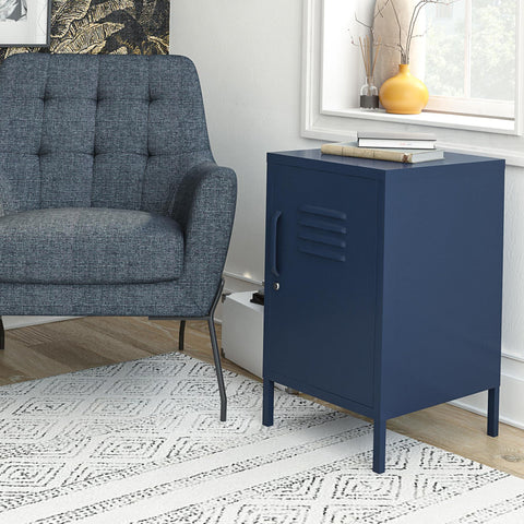 DHP Furniture Bradford Metal Locker End Table Navy, 39x37x68cm (DxWxH)