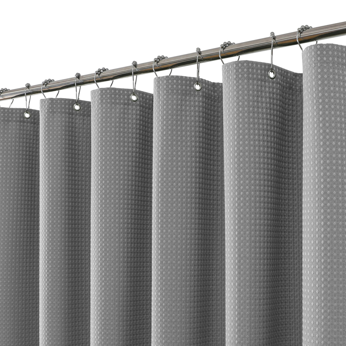 FY&XZH Heavy-Duty Waffle Weave Shower Curtain with Stainless Steel Hooks, Thick Fabric for Bathroom, Hotel, Spa & Salon-153 x 183cm (Gray)