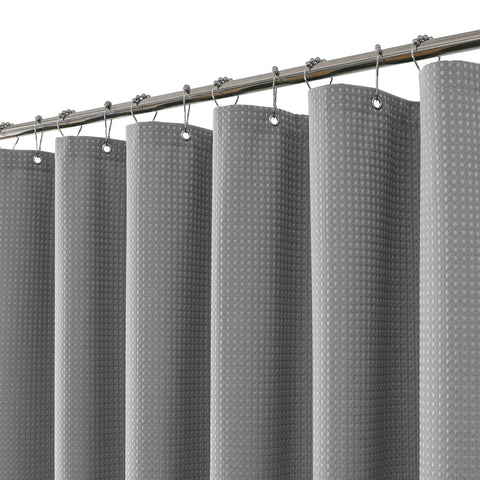 FY&XZH Heavy-Duty Waffle Weave Shower Curtain with Stainless Steel Hooks, Thick Fabric for Bathroom, Hotel, Spa & Salon-153 x 183cm (Gray)