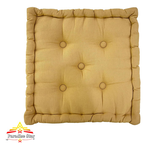 PARADISE STAR Booster Seat Cushion 100% Cotton Chunky Garden Seat Pad, Floor Cushion, 45cm x 45cm x 10cm COLOUR TAN