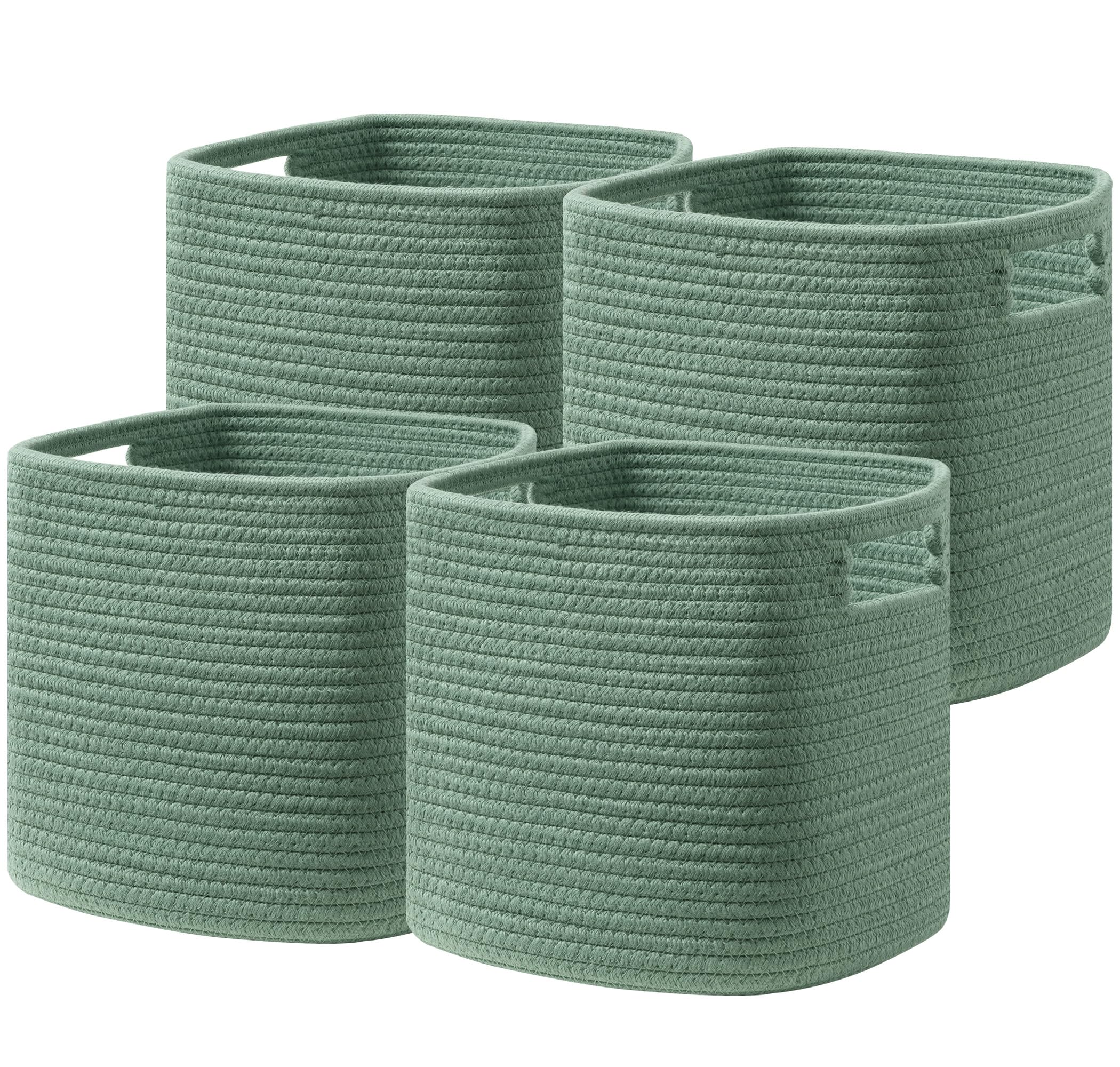 UBBCARE Set of 4 Storage Basket-13 X 13 X 13 in, Cotton Rope Basket for Shelves, Toys, Book, Cube Storage Bins with Handles