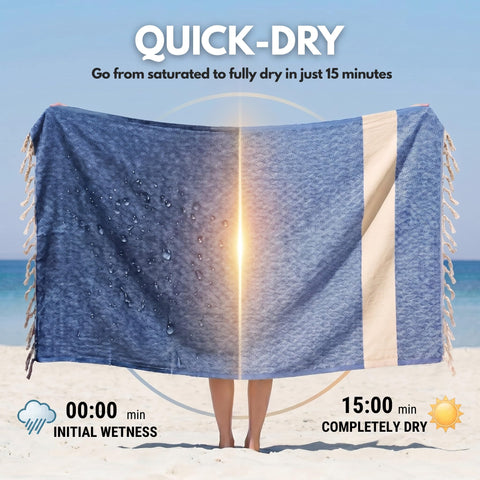 Turkish Beach Towels - Beach Towels for Adults Extra Large 100x180cm - Turkish Hammam Peshtemal Towel - Super Absorbent, Quick Dry, Lightweight