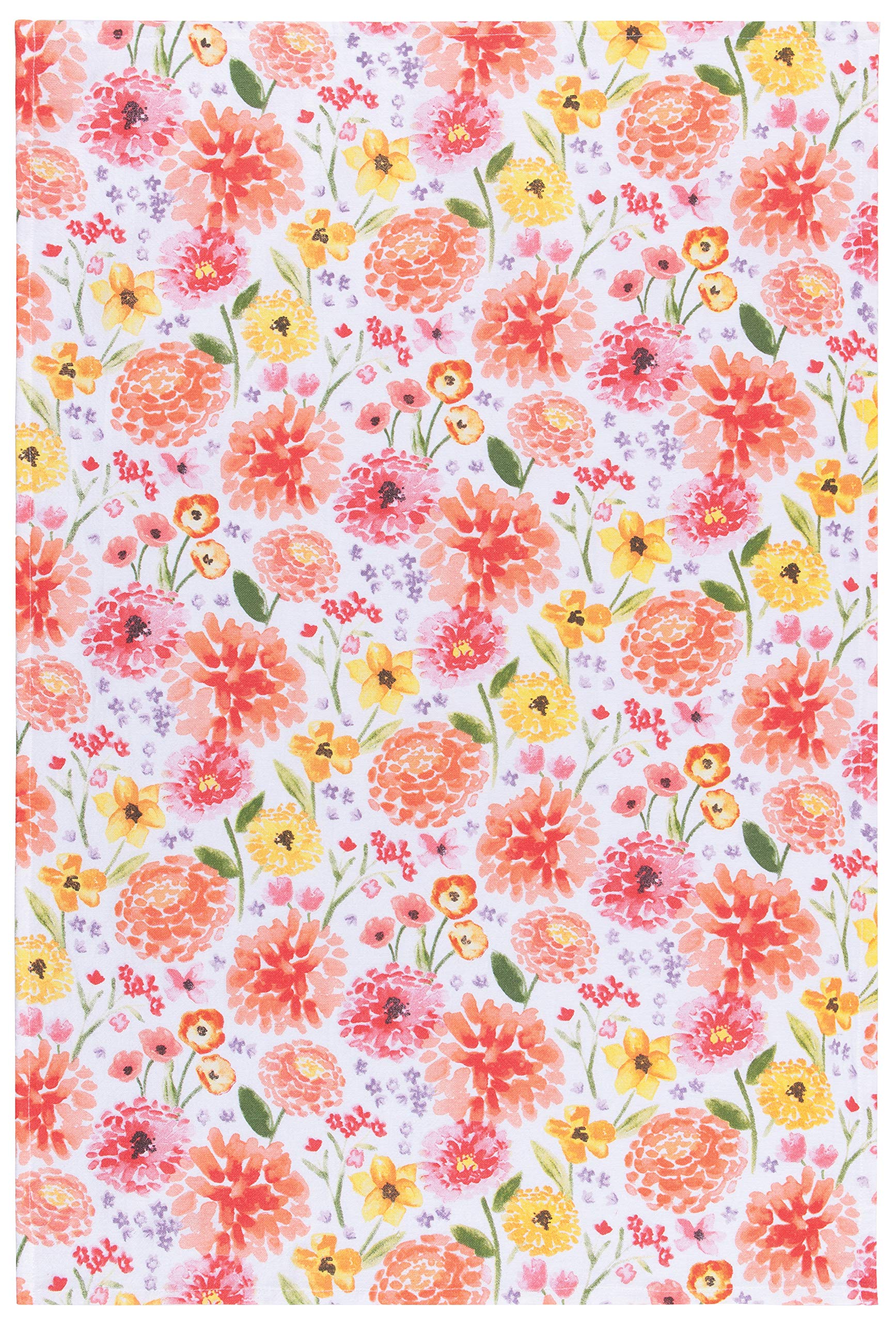 Now Designs Floursack Kitchen Towels Quick Dry Cotton Hand Towel Set, 3 Count, Cottage Floral, 20 x 30 in