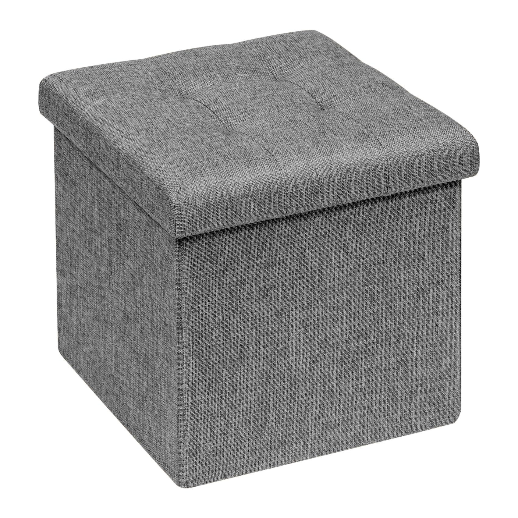 Bonlife Ottoman Storage Stool Cube - Small Footstool Seat,Grey 32x32x32cm