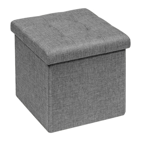 Bonlife Ottoman Storage Stool Cube - Small Footstool Seat,Grey 32x32x32cm