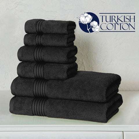 Elegant Comfort Premium Cotton 6-Piece Towel Set, Includes 2 Washcloths, 2 Hand Towels and 2 Bath Towels, 100% Turkish Cotton