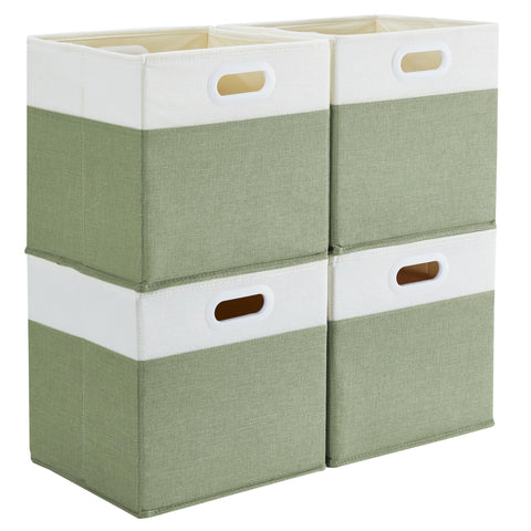 Mangata 4 Pack Foldable Cube Storage Boxes 28x28x28cm, Fabric Bins with Built-In Handle, No Crease, Odourless