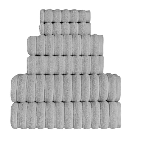 BERIBO Cloud Turkish Towels 100% Cotton - Set of 6-620gsm (Misty Dove)