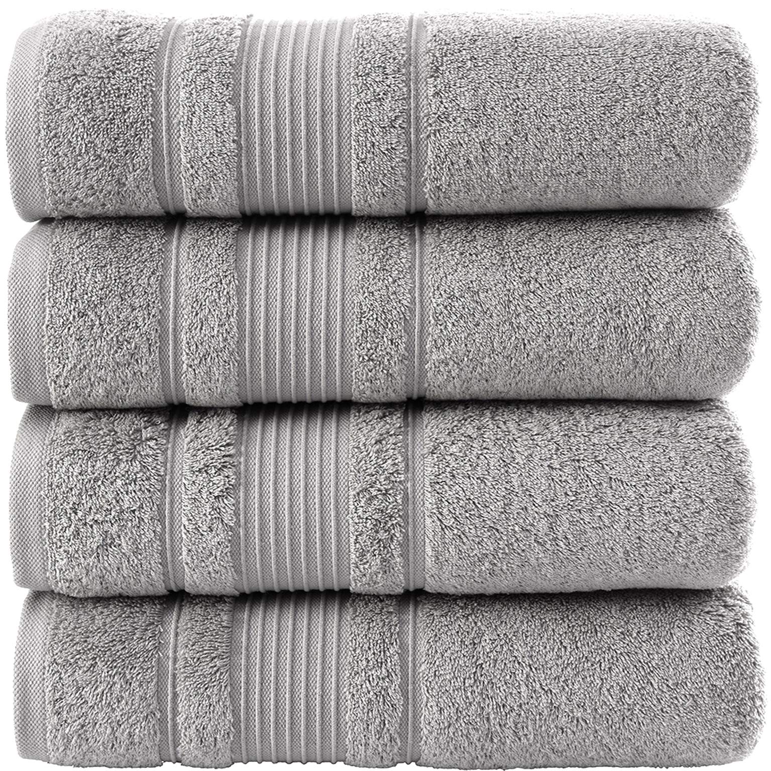 Qute Home 4-Piece Bath Towels Set, 100% Turkish Cotton Premium Quality Towels for Bathroom