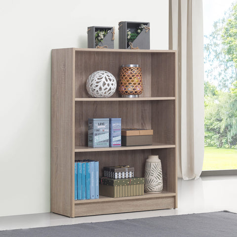 Timber Art Design UK 3 Tier Bookcase Open Tall Shelf Rack Contemporary Organizer Display Shelving Unit for Modern Living Room, Office Space