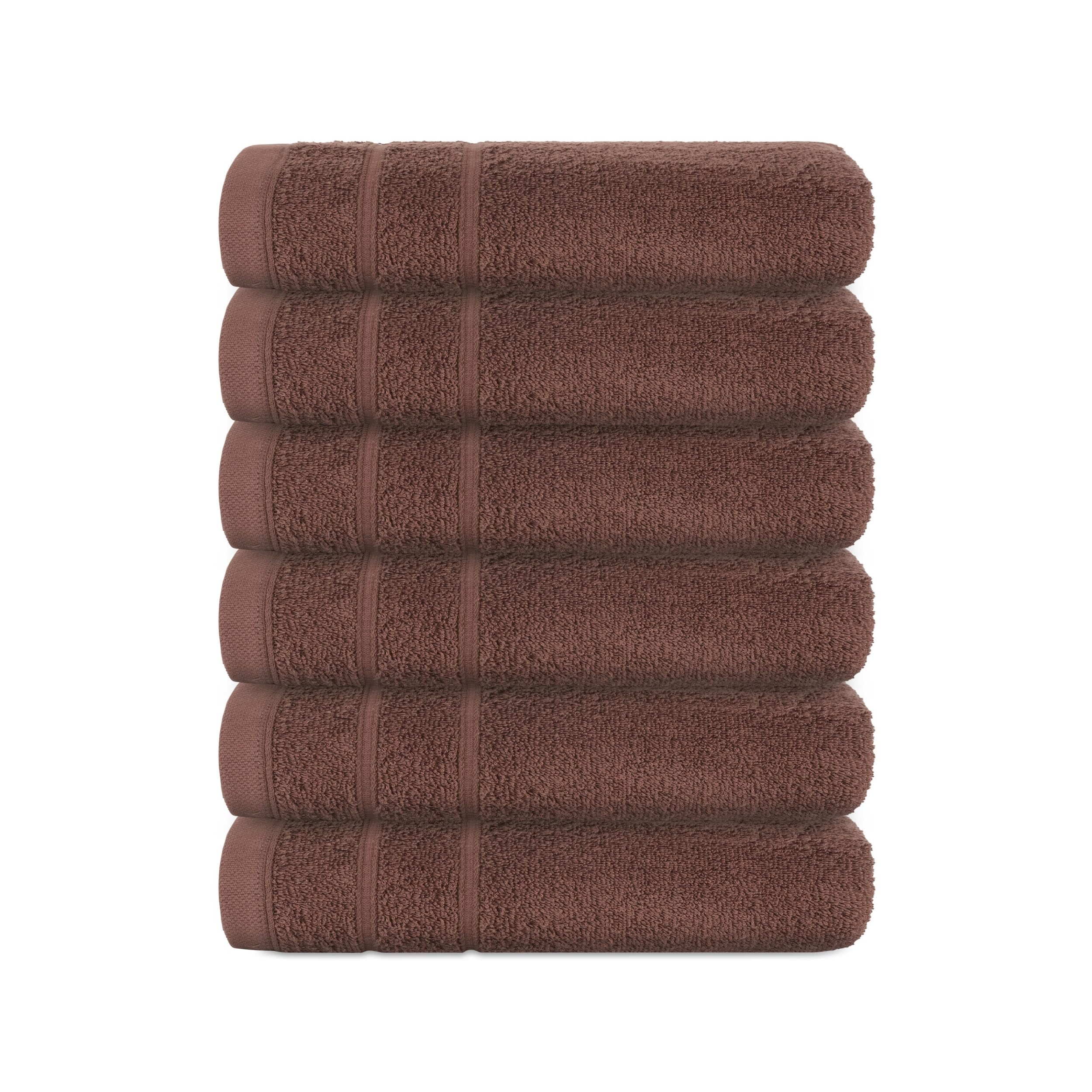 Perefly Bath Towels (30 X 50 CM) - Face & Hand Towels for Gym - Soft & Absorbent - Fast Drying Bathroom Face Cloths (Brown, 6 Pack)