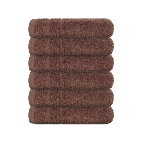 Perefly Bath Towels (30 X 50 CM) - Face & Hand Towels for Gym - Soft & Absorbent - Fast Drying Bathroom Face Cloths (Brown, 6 Pack)