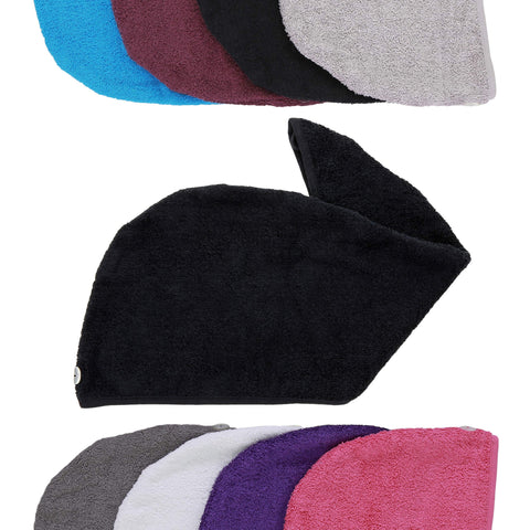 aztex Luxury Hair Turban Towel, Head Wrap Towel, Hair Drying Towel with Loop and Button Fastener, Luxury Absorbent and Lightweight Cotton