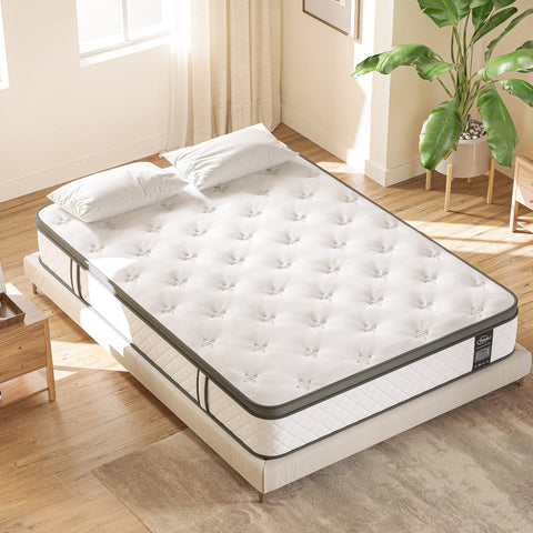 TeQsli 10 Inch Single Mattress Hybrid Medium Firm 7 Zone 90x190x25cm