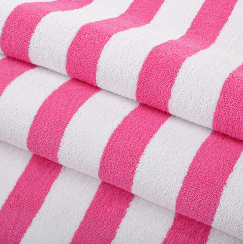 Arkwright Striped Beach Towels (30x60, 4 Pack) - 100% Cotton Perfect Pool Towels, Bath Towels (Pink)