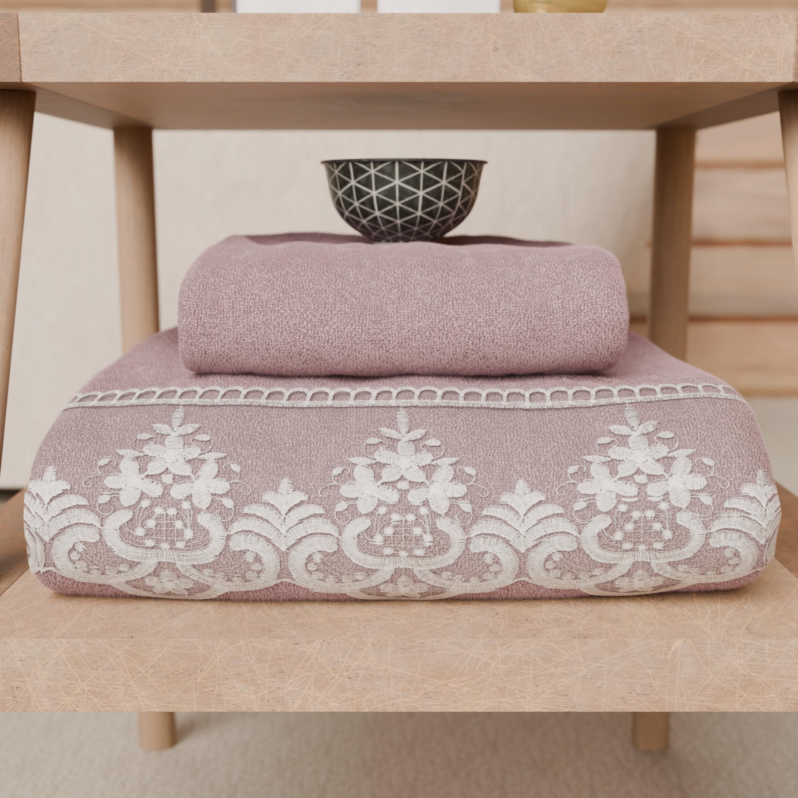 PETTI Artigiani Italiani - 100% Cotton Terry Bath Towels, 1+1 Towel Set, 2 Pieces 1 Face Towel and 1 Hand Towel, Onion