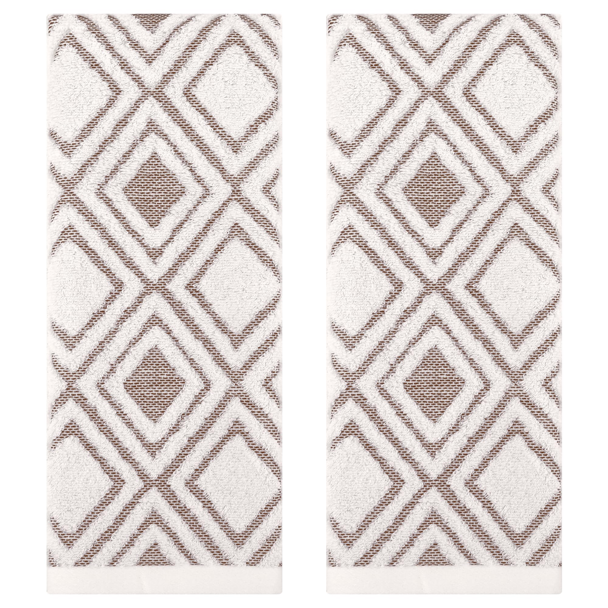 HMETOL Geometric Pattern Cotton Decorative Soft Absorbent Hand Towels