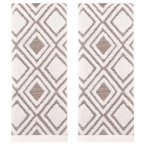 HMETOL Geometric Pattern Cotton Decorative Soft Absorbent Hand Towels