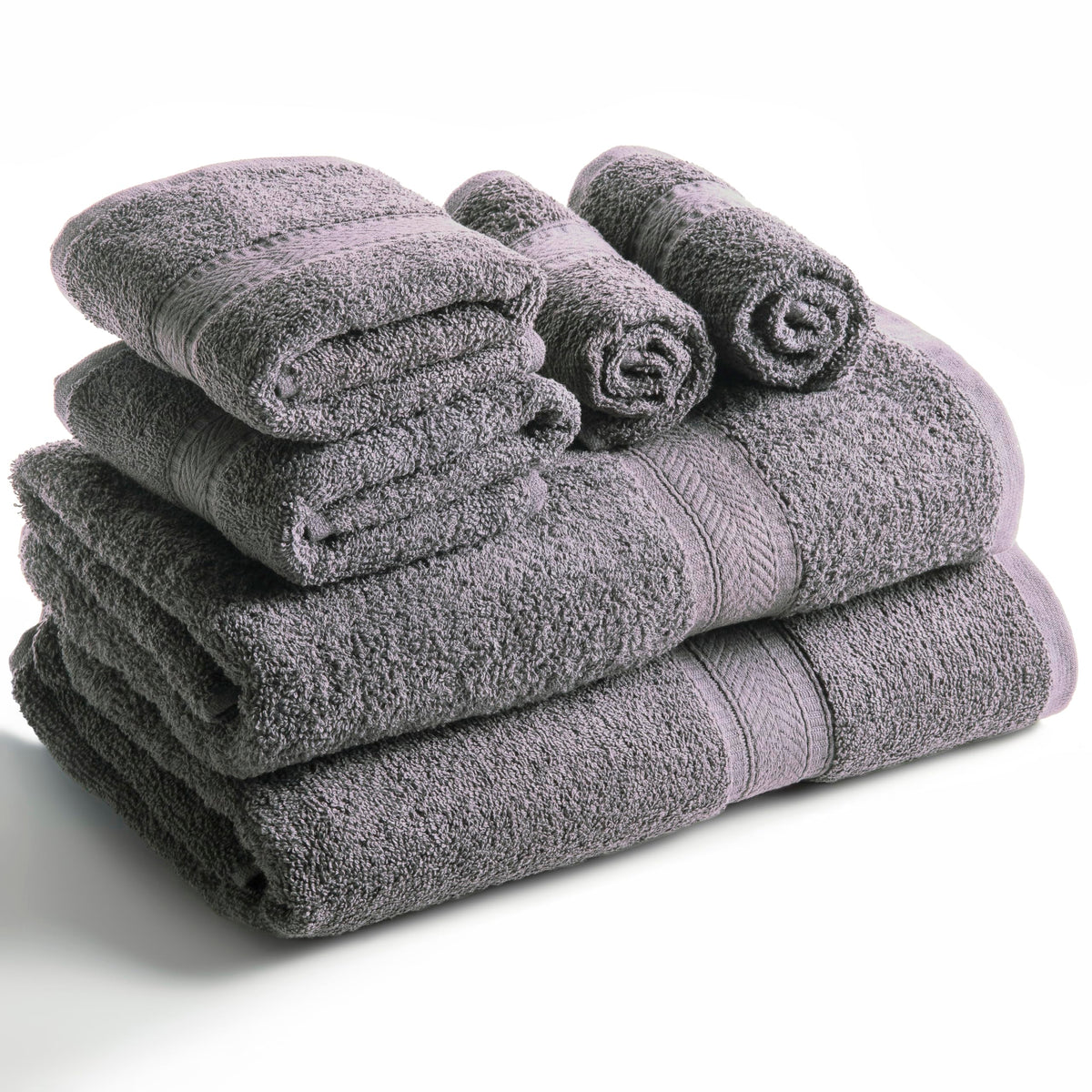 SweetNeedle 6 Piece Towel Set - 2 Bath Towels, 2 Hand Towels and 2 Washcloths Cotton Daily Use Hotel Spa Quality Soft Highly Absorbent Quick Dry