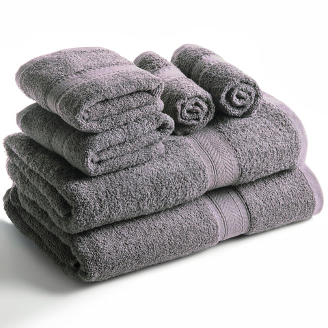 SweetNeedle 6 Piece Towel Set - 2 Bath Towels, 2 Hand Towels and 2 Washcloths Cotton Daily Use Hotel Spa Quality Soft Highly Absorbent Quick Dry
