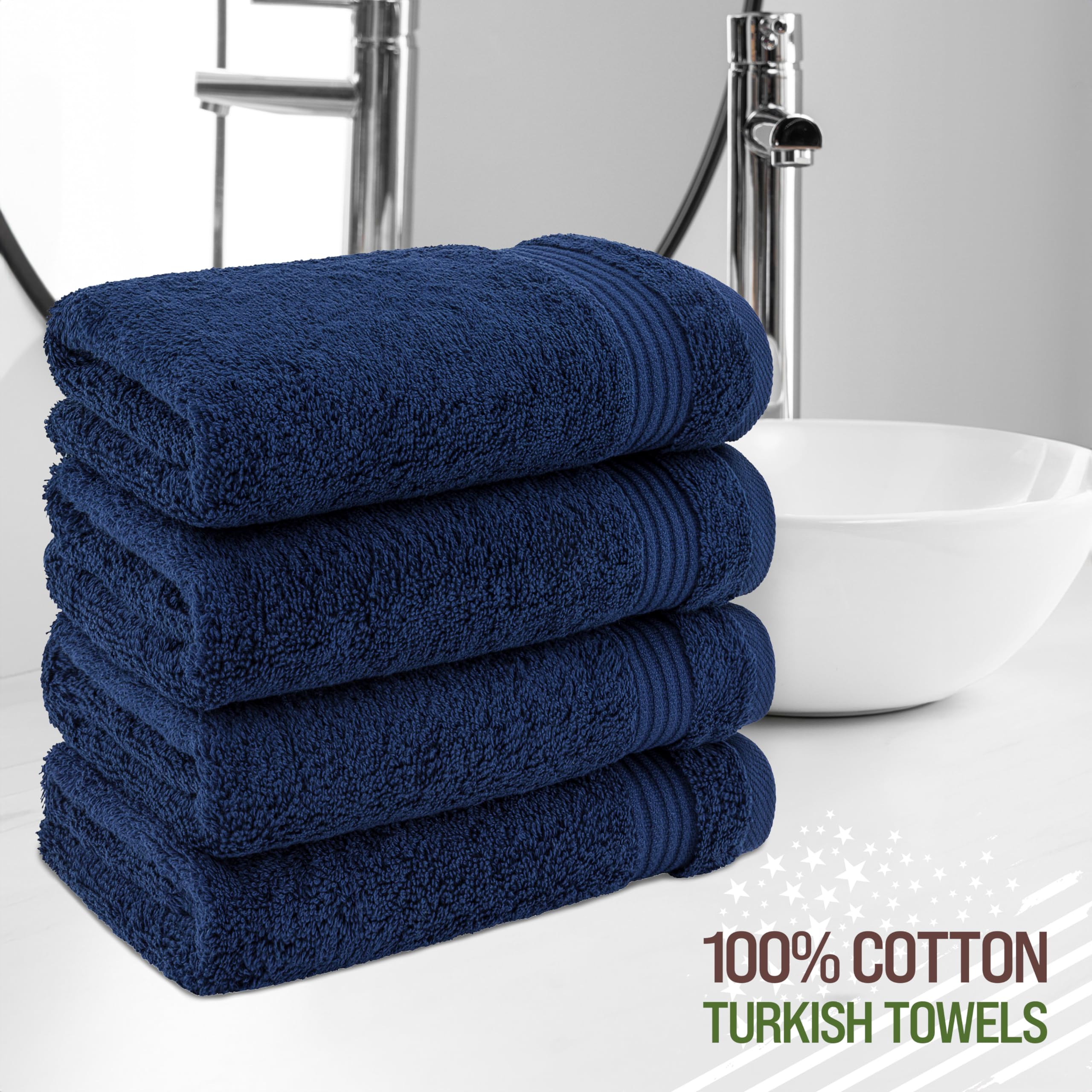 American Veteran Towel, Hand Towels for Bathroom Set of 4, 100% Cotton Turkish Hand Towel Sets Clearance Prime, Soft Hand Face Towels